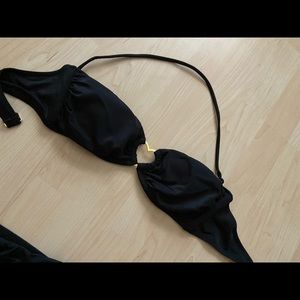 Black with gold heart swim bandeau top VS